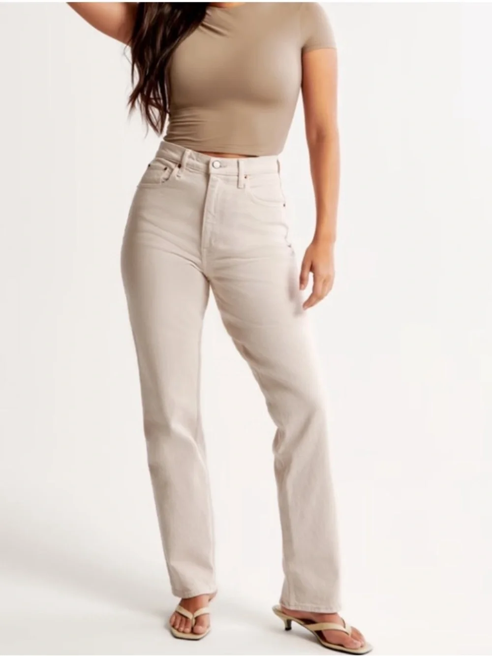 Abercrombie & Fitch The 90’s Straight Ultra High-Rise Off-White Jeans Size 30/10